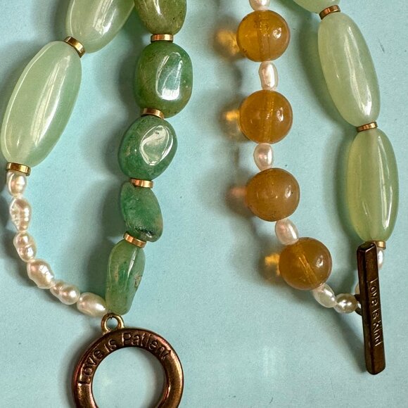 Gorgeous Handmade Aventurine, Pearls, Citrine Double Bracelet One of a Kind - Picture 8 of 9